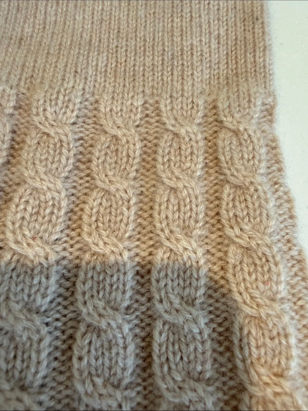 Cashmere Soft Cable-Knit Long Gloves in Light Beige